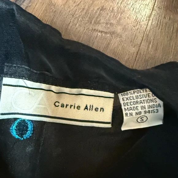 Vintage Carrie Allen Sheer Embroidered Beaded Art Blouse - Picture 6 of 8